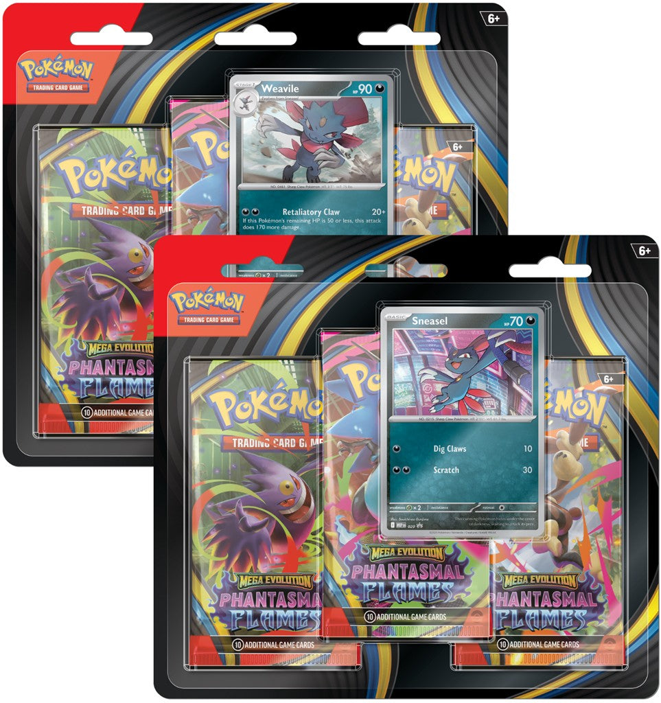 Pokémon TCG: Mega Evolution - Phantasmal Flames - 3-Pack Blister - Weavile/Sneasel