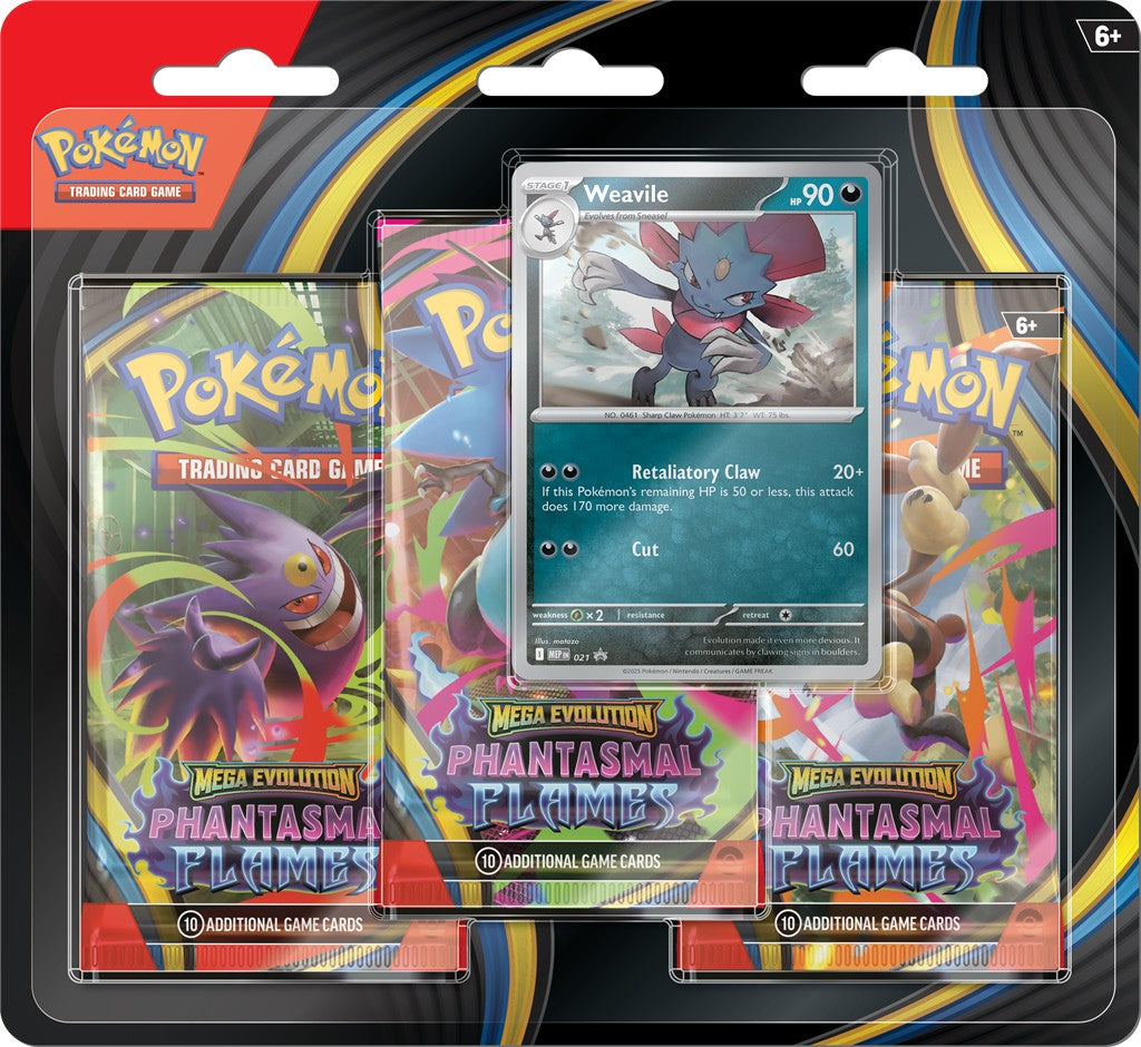 Pokémon TCG: Mega Evolution - Phantasmal Flames - 3-Pack Blister - Weavile/Sneasel